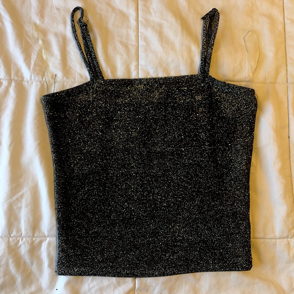 Heart & Hips Silver Sparkle Cropped Cami - Size Medium